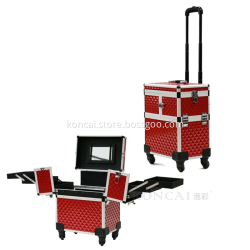 Portable Beauty Case With Compartments Aluminum Custom Cosmetic Case